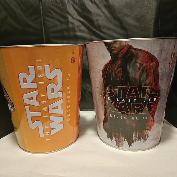 Star Wars The Last Jedi AMC Popcorn Bucket Tin Lot of 2 Opening Day 2017 #1 #2