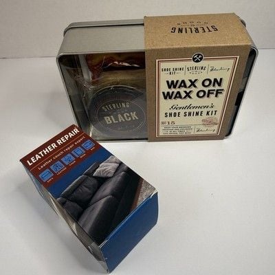 Sterling Goods Wax On Wax Off Gentlemen’s Shoe Shine Kit W/ Leather Repair Tape 9