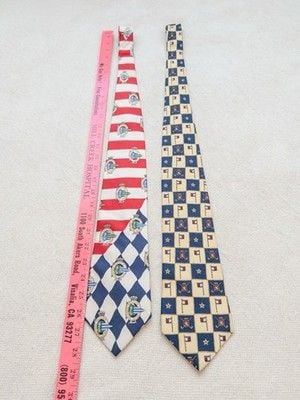 Lot of 2 Vintage 90s Men's Silk Ties Nautica Yacht Squadron Tommy Hilfiger Golf 3