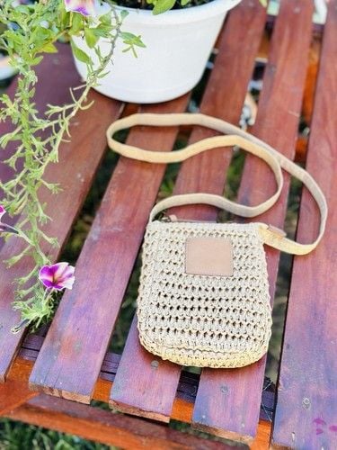 NWOT Sonoma Goods For Life Rectangular Straw Crossbody Boho Minimalist Resort 4