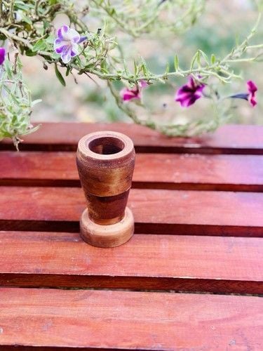 Vintage Primitive HandCrafted &Carved Wooden Vase, Mortar Wood Is Very Smooth 7