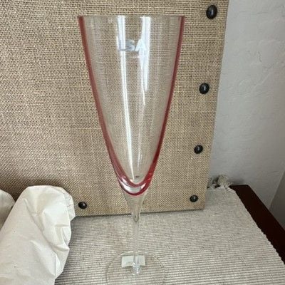 LSA International Freya Champagne Red Flutes Set of 5, Clear/Red Glass, Stemmed 2