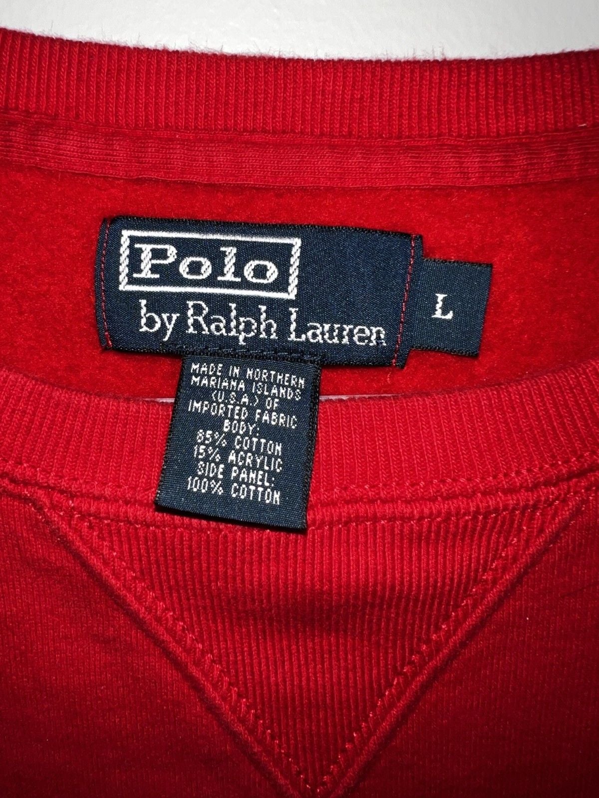 Polo Ralph Lauren Sweatshirt Crewneck Men's Size L Red Blue Pony Pullover 6