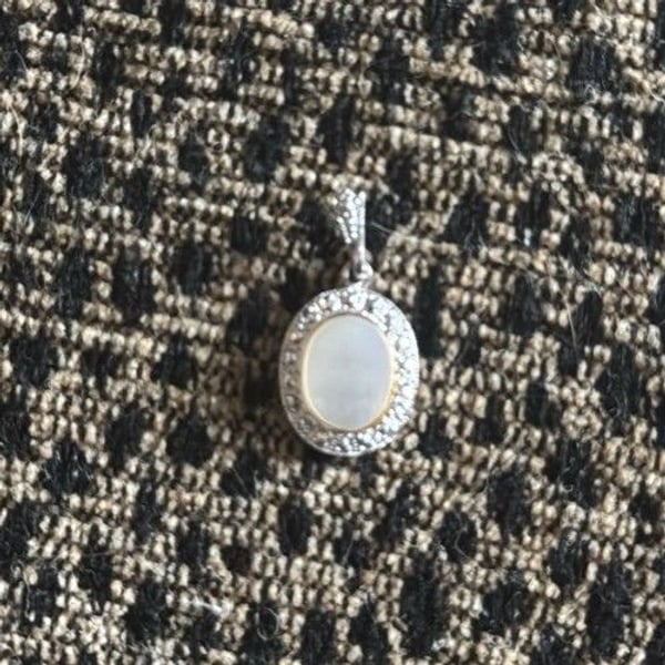 Oval Mother Of Pearl CZ Halo Pendant Gemstone