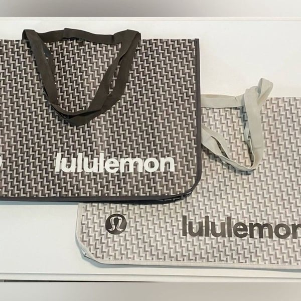 Set of 2 Lululemon Reusable XL Shopping Tote Bags Geometric Pattern