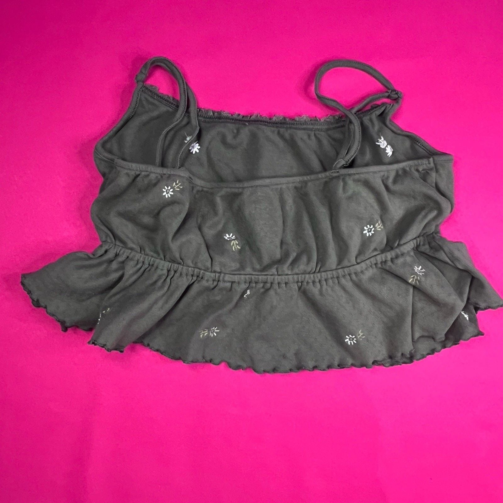 American Eagle Women's Gray Floral Embroidered Camisole Adjustable Straps M 3