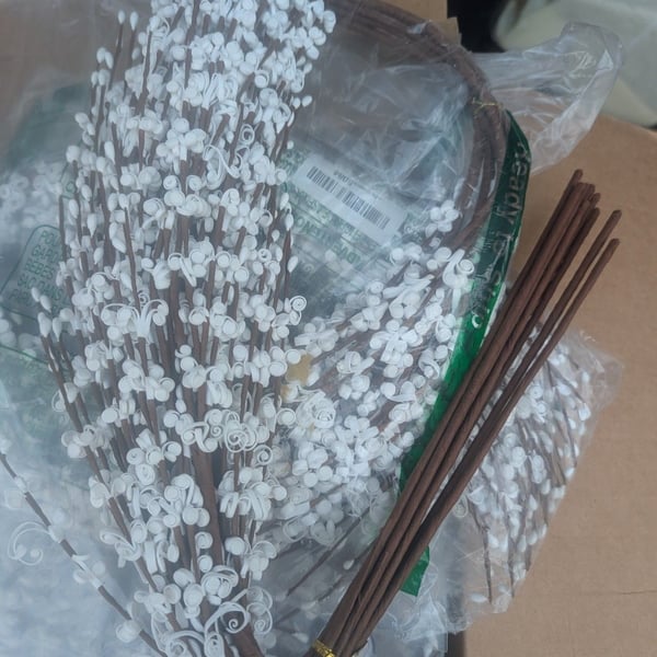 Artificial White Pip Berry Stems 12" Floral Pick Farmhouse Wedding Decor NEW