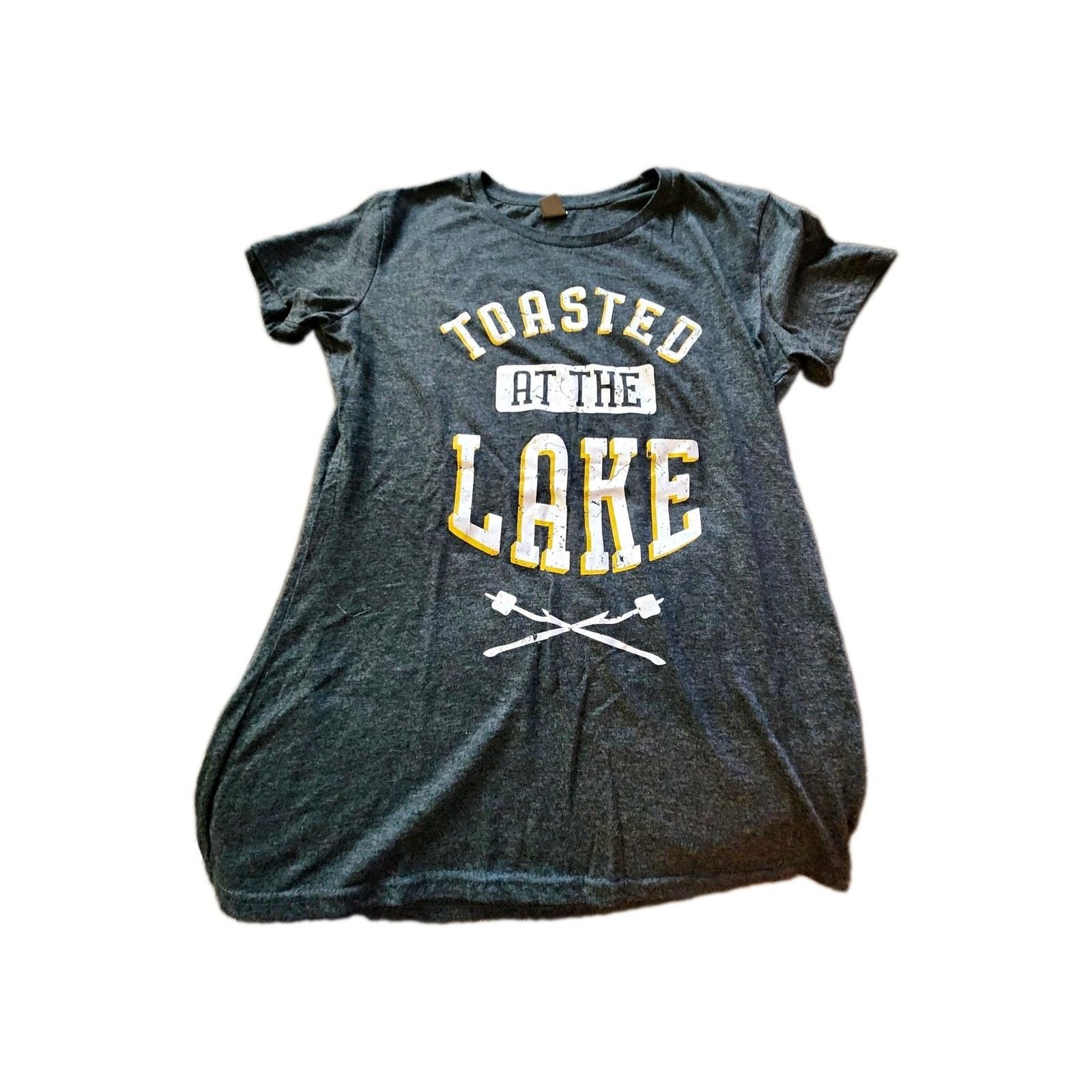 Instant Message Gray "Toasted at the Lake" Graphic Tee Unisex L Crew Neck 2