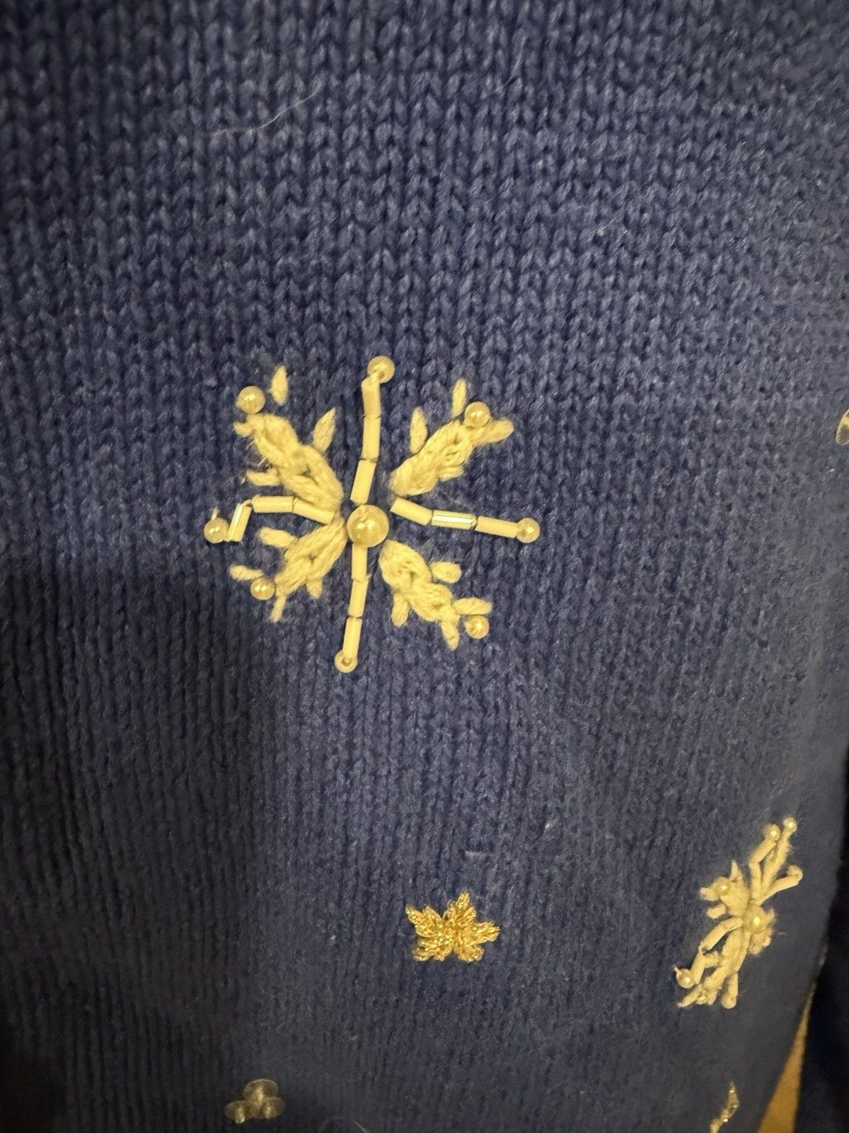 vintage heirloom collectibles Snowman Christmas Cardigan Sweater Blue Zip Sz L 6