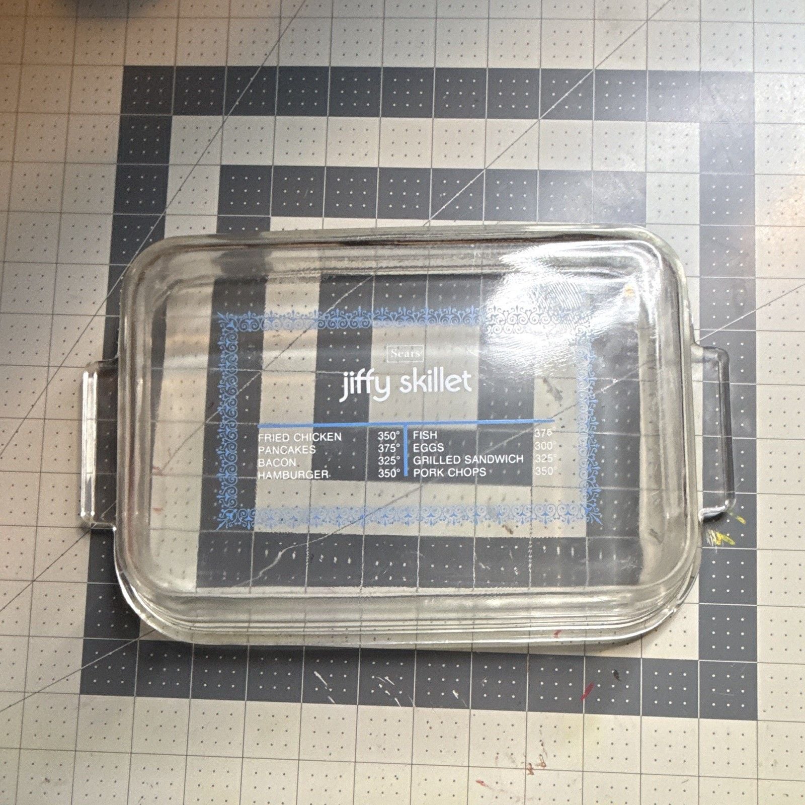 Sears Jiffy Skillet Clear Glass Rectangle Casserole Dish 13x9 Oven-Safe 375°F 8