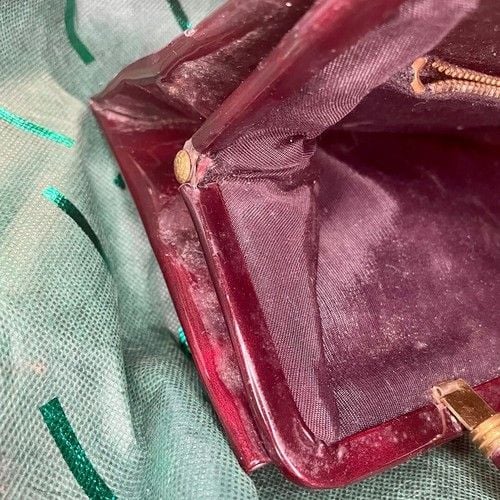 Vintage Burgundy Handbag with Sturdy Handle 11
