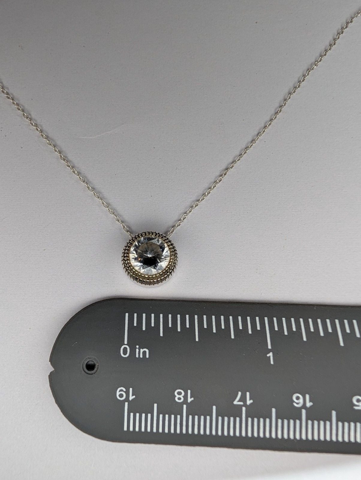 Sterling Silver Bezel Set Solitaire Pendant And Necklace 5