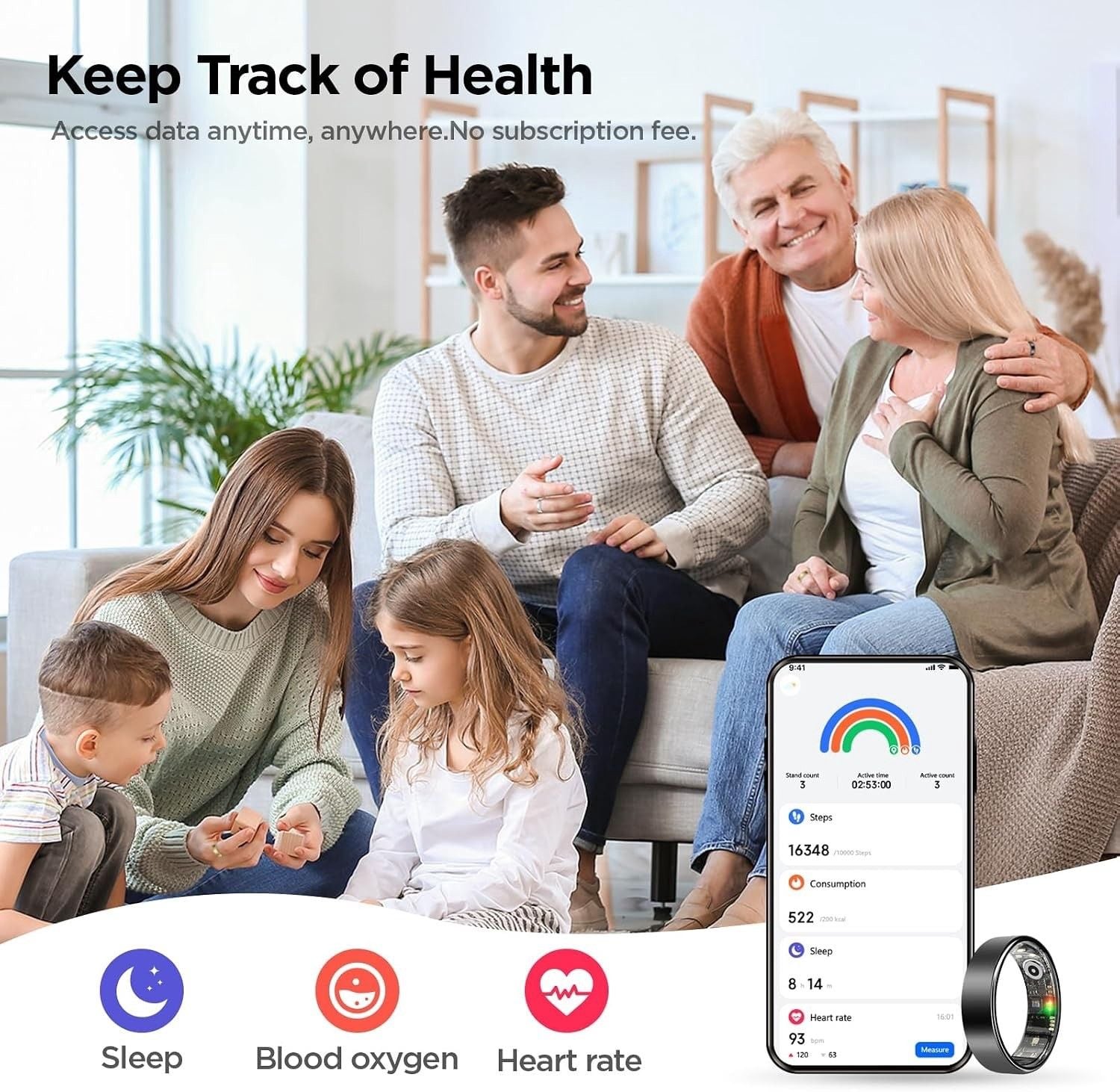 BENIO Gen2 Smart Ring for Women Men Sleep Health Fitness Tracker size #11 3