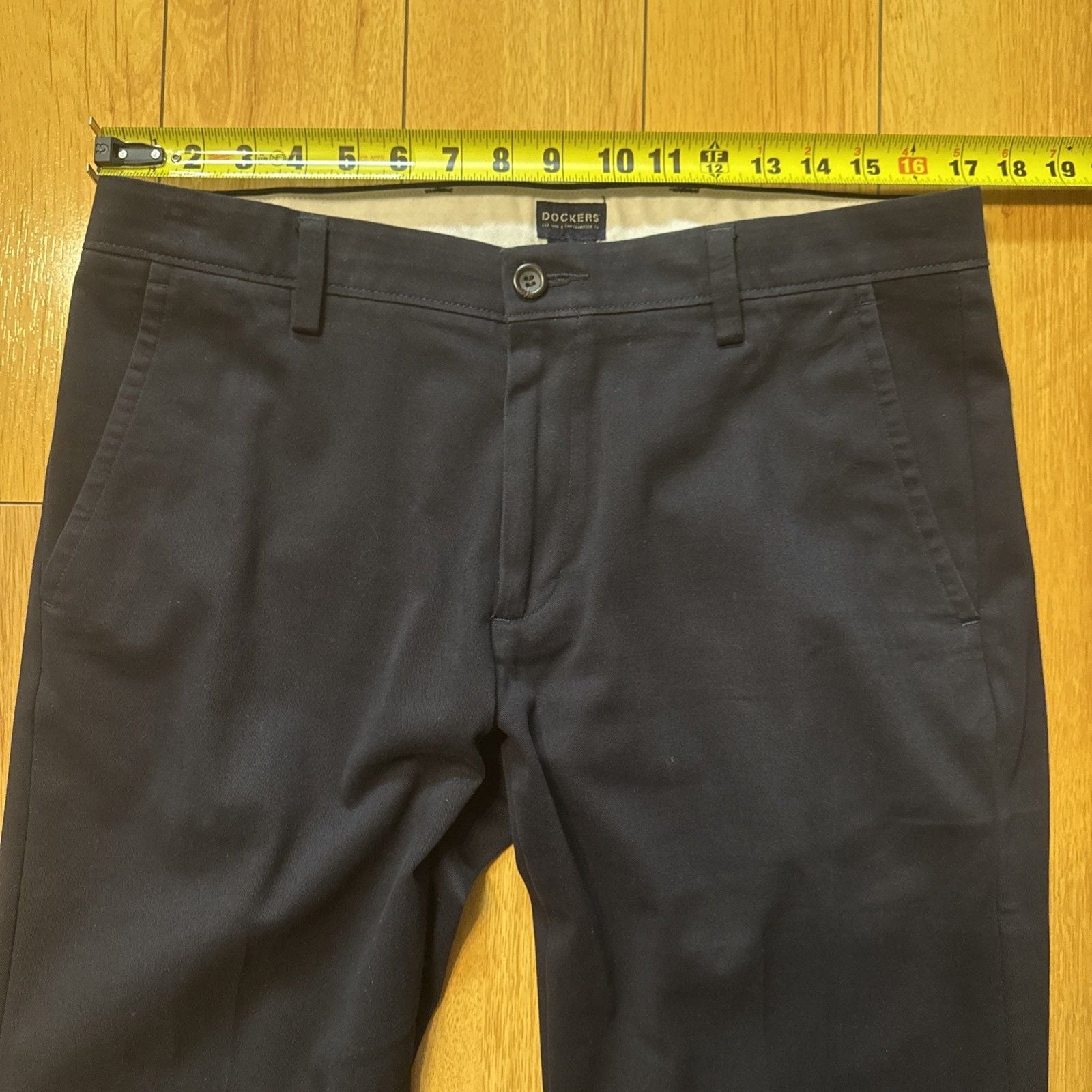 Dockers Pants Mens 34x34 Navy Straight Fit Flat Front Performance Stretch Chino 4