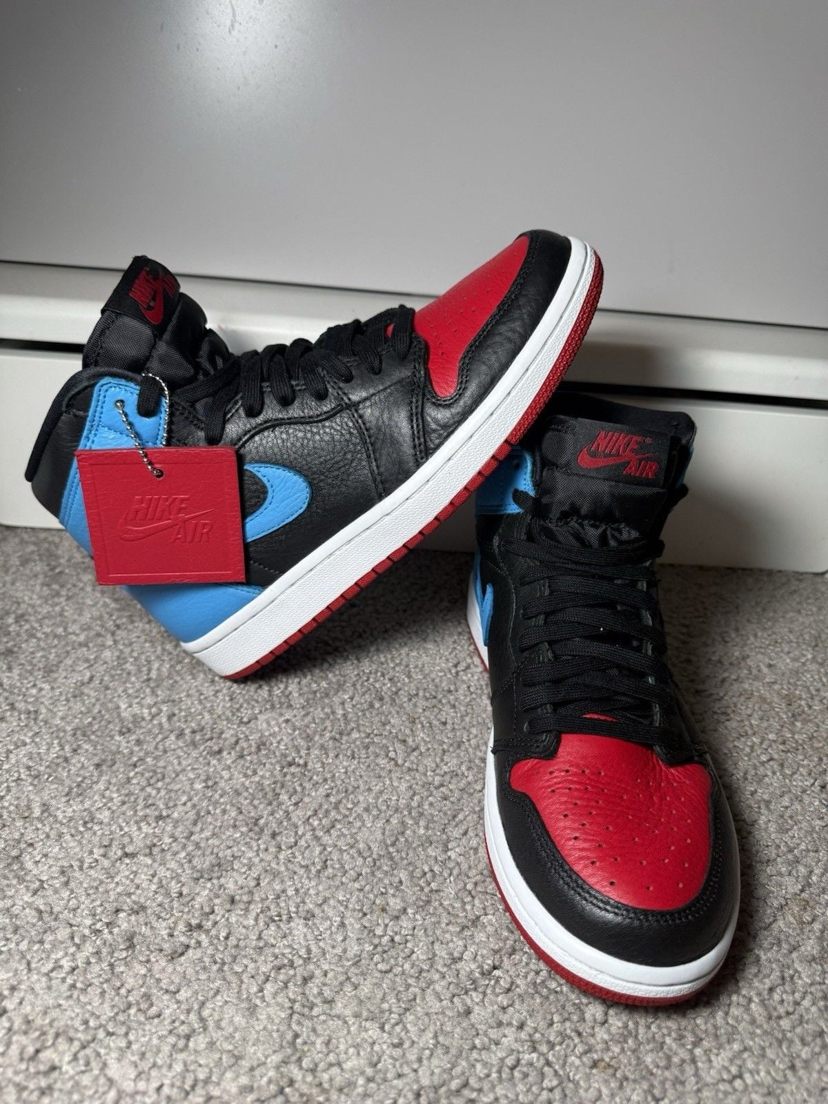 Nike Air Jordan 1 High Top Leather Colorblock Unisex Kids Sneakers 3.5Y 2