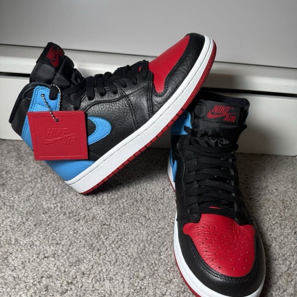Nike Air Jordan 1 High Top Leather Colorblock Unisex Kids Sneakers 3.5Y