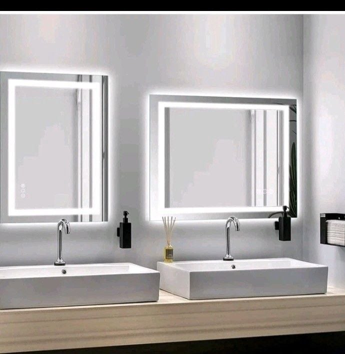 LED Bathroom Mirror 40x32 Front & Backlit Anti-Fog Dimmable 3 Color Tempered 11
