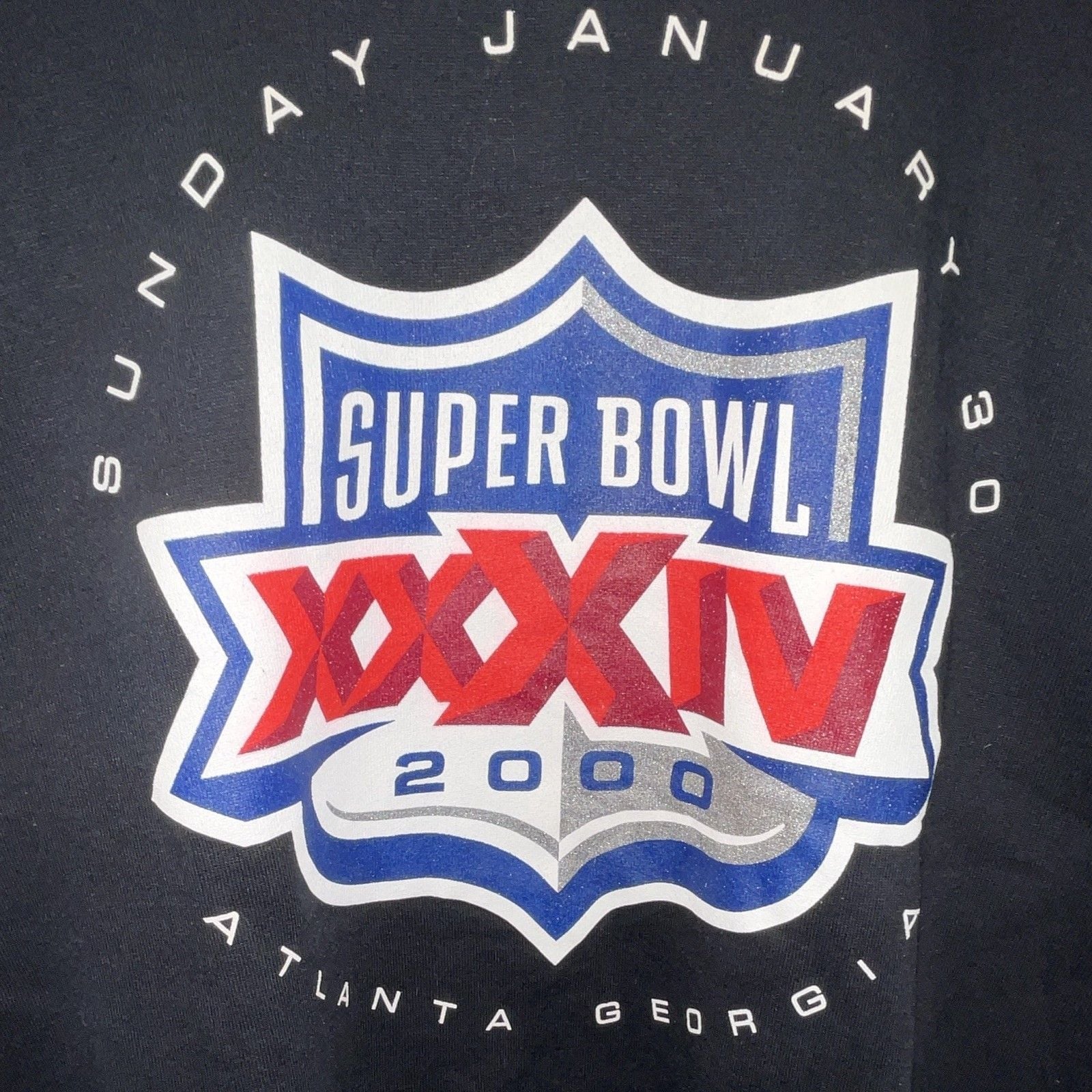 VINTAGE Logo Athletic Super Bowl XXXIV 2000 Atlanta Georgia Black Sweatshirt XL 6