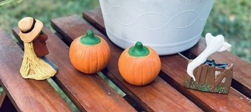 Vintage Halloween Kitschy Hand Painted Ceramic Figurines Spooky Season Set Of 4 22