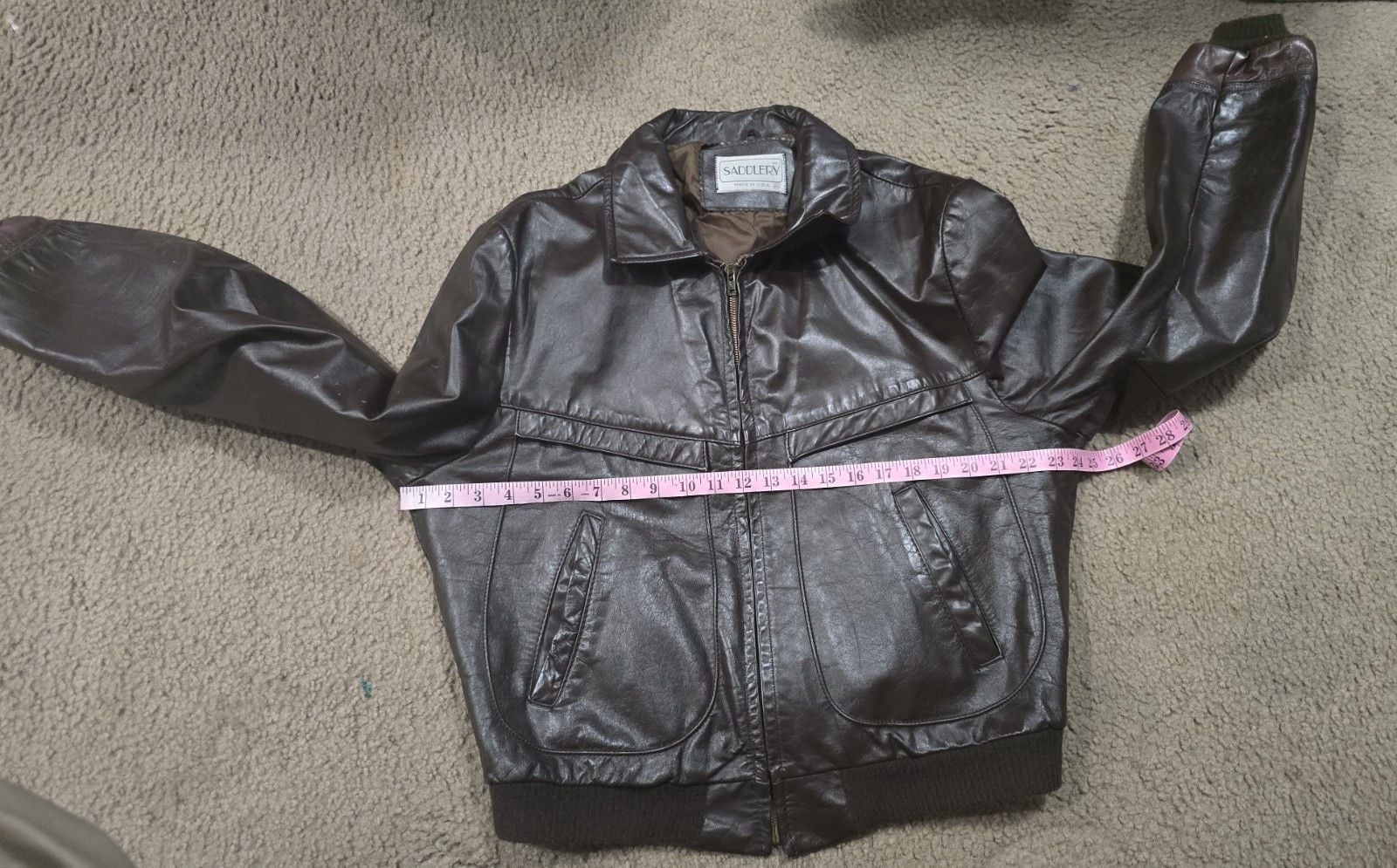 Vintage Saddlery Sportswear 80s Mens Sz 46 XL Brown Leather Jacket Made In USA 4