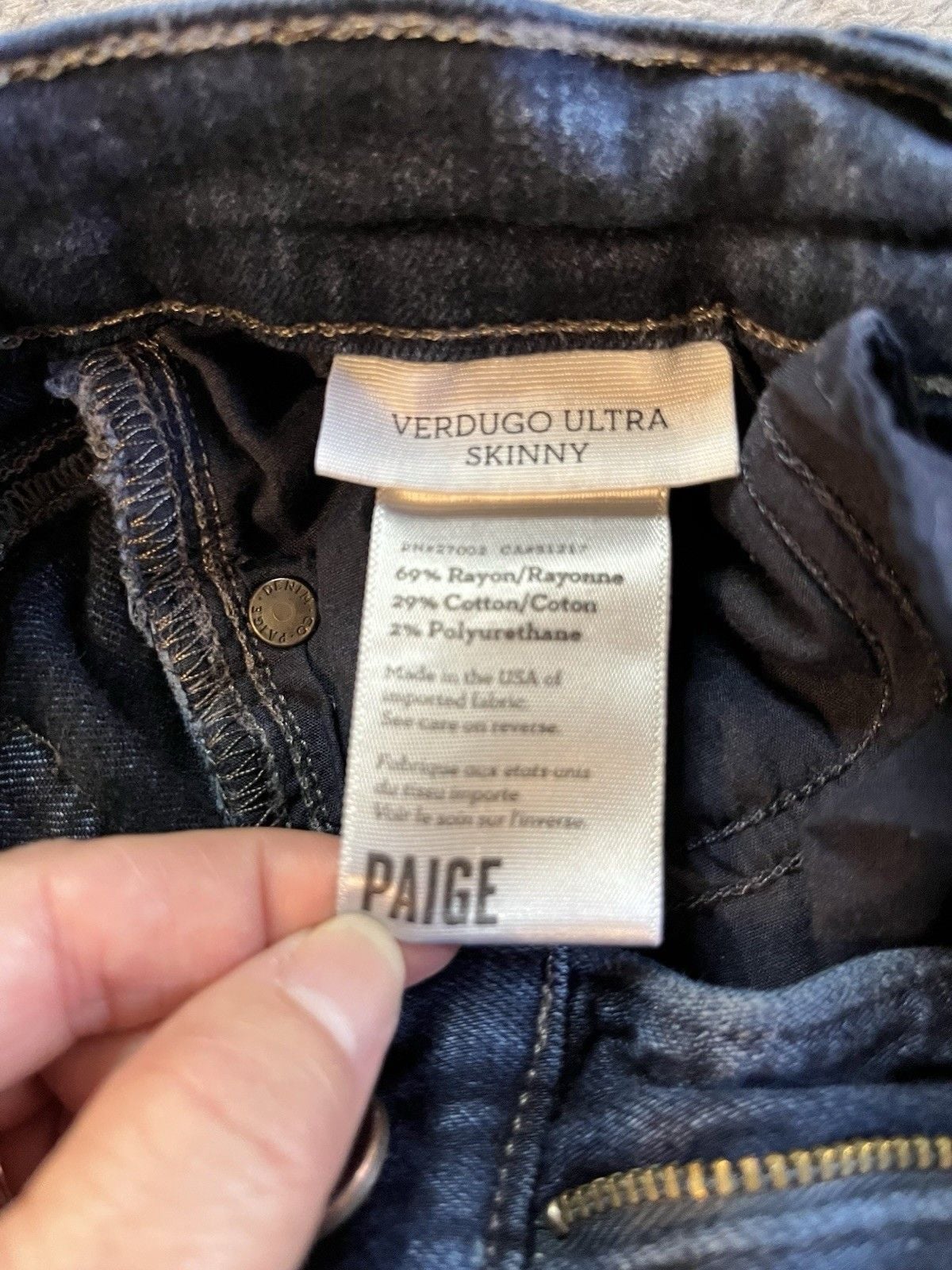 Women’s PAIGE Verdugo Ultra Skinny Jeans Dark Blue Denim Size 25 Rocker Slim 6