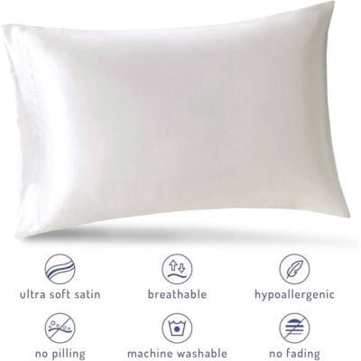 Degrees of Comfort Satin Pillowcases Set of 2 Ivory Ultra Soft Hypoallergenic 7
