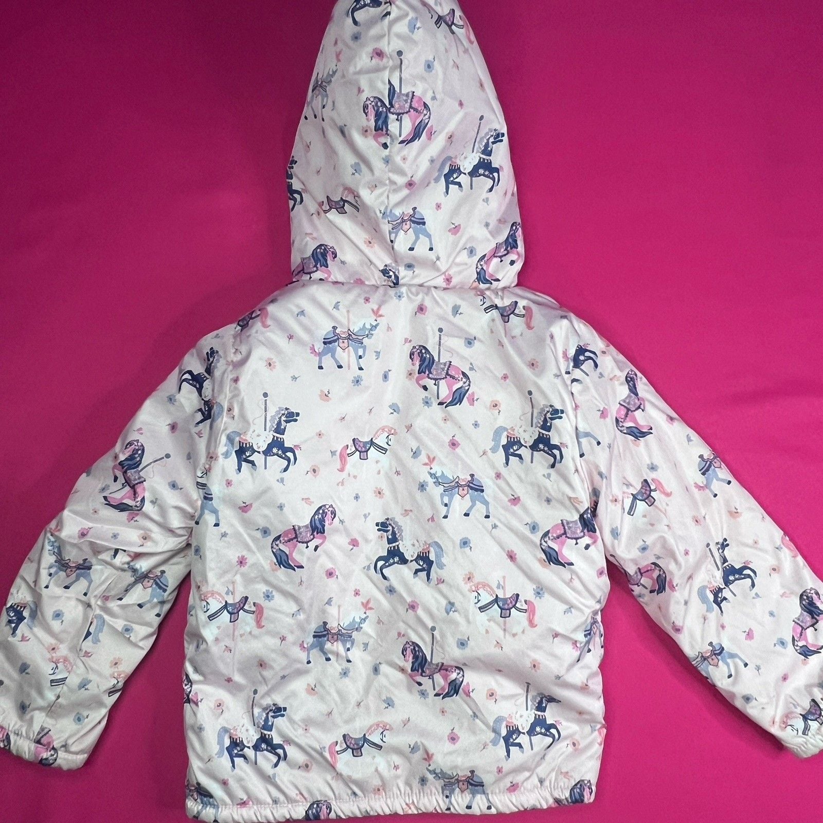 Penelope Mack Ltd Girls Unicorn Hooded Full Zip Puffer Jacket Pink/White 4T 3