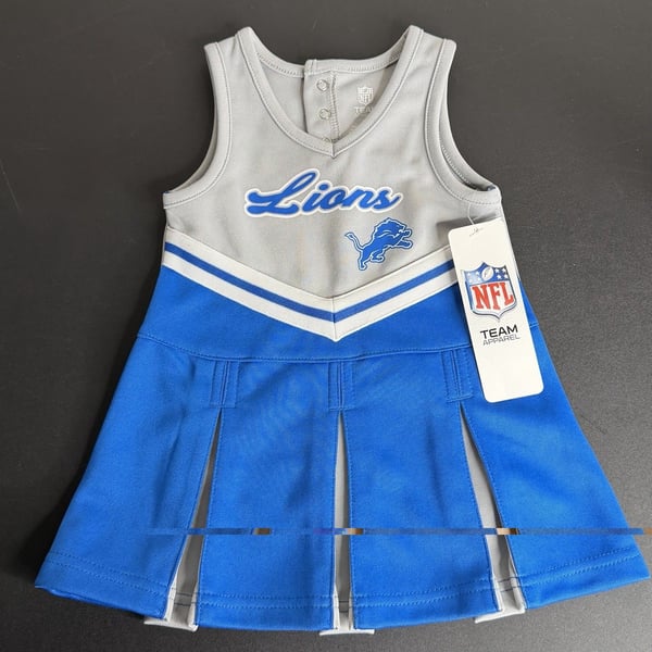 NFL Team Apparel Detroit Lions Girls 12M Jersey Dress V-Neck Blue/Gray