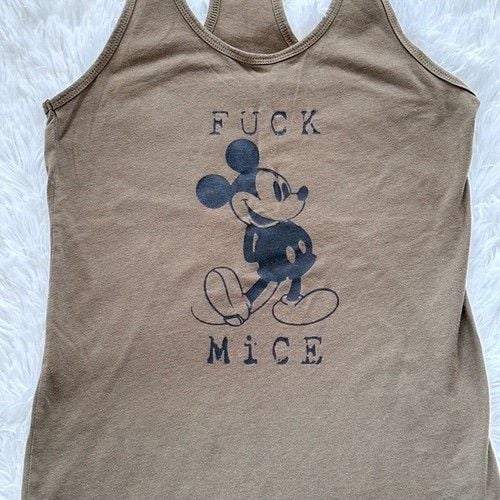 “F*ck Mice” Racerback Tank Edgy Rebellious Cartoon Anti-Disney Statement Top Med 4