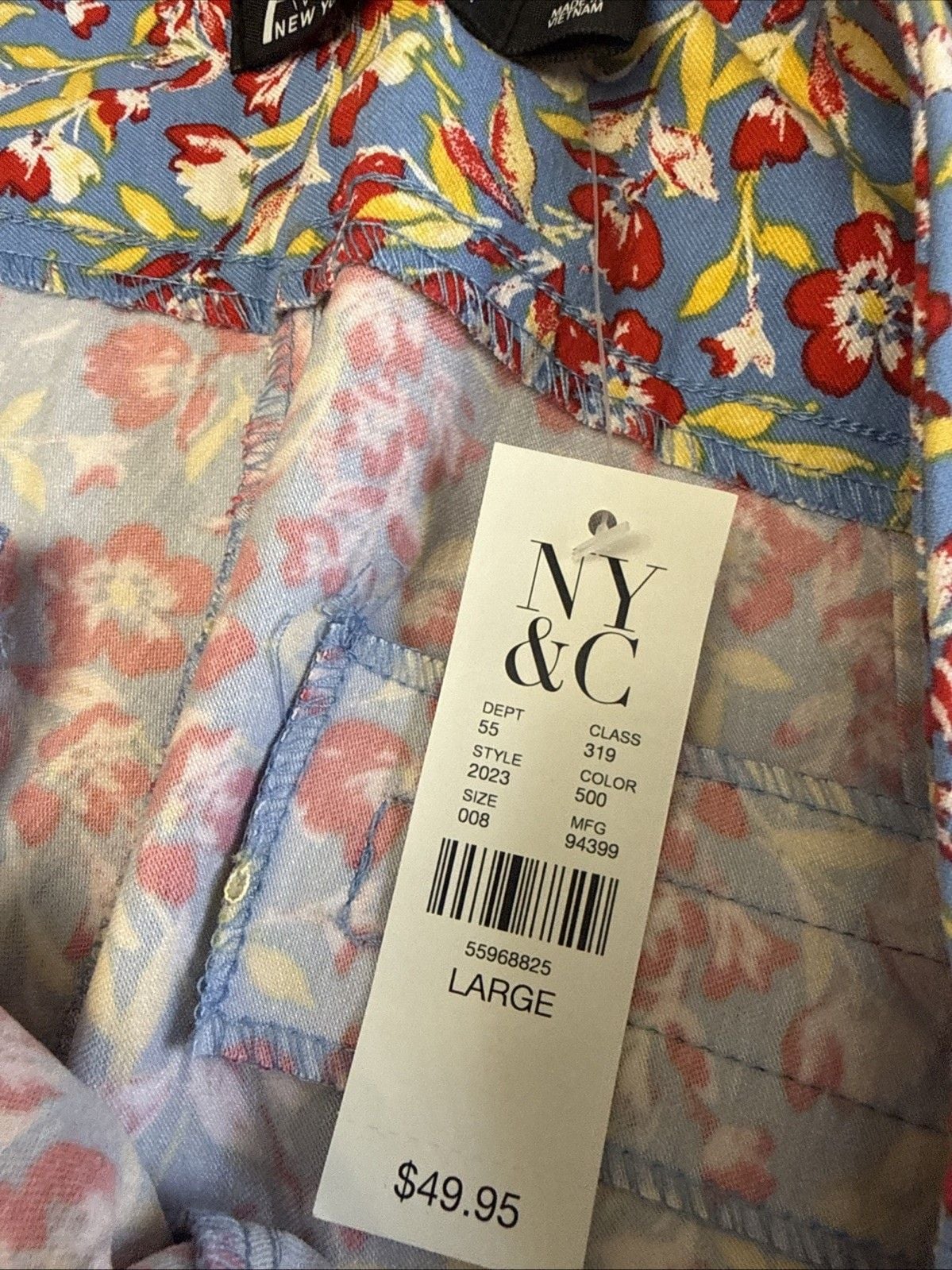 7th AVENUE DESIGN STUDIO Red Blue FLORAL CROPPED Pant- stretch Women's Size 8-0112 4