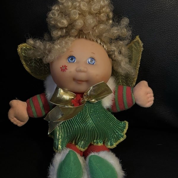 Vintage 1995 Cabbage Patch Kids Christmas Fairy In Green & Red Outfit