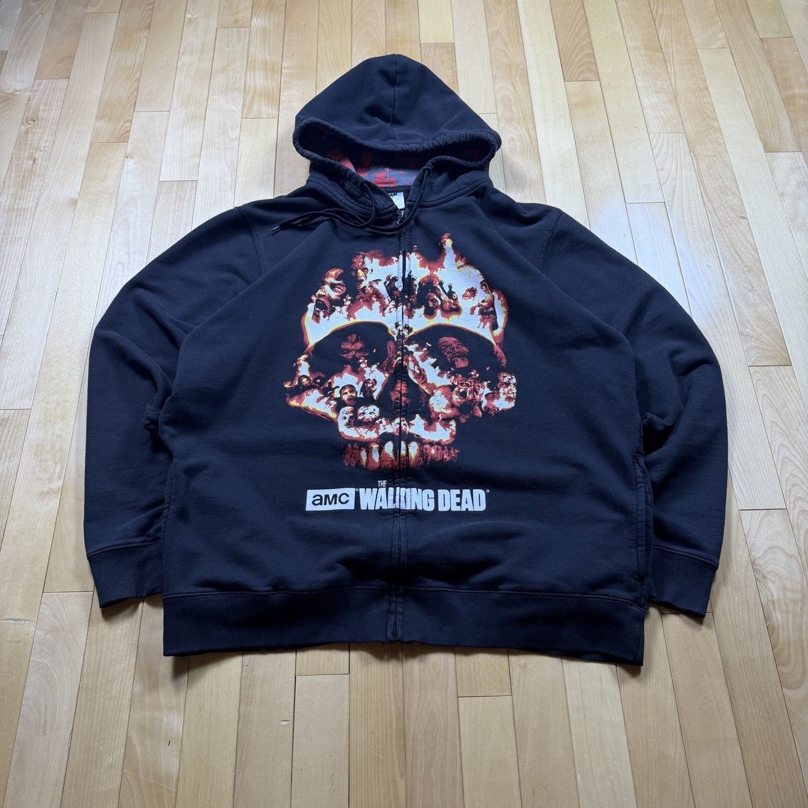 The Walking Dead Hoodie Mens XL 2016 AMC Zombie Skull Full Zip Horror Rare 13