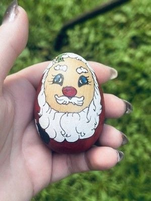 VTG 1990 Handpainted & Artist Signed Santa & Rudolph The Red Nosed Reindeer Eggs 14
