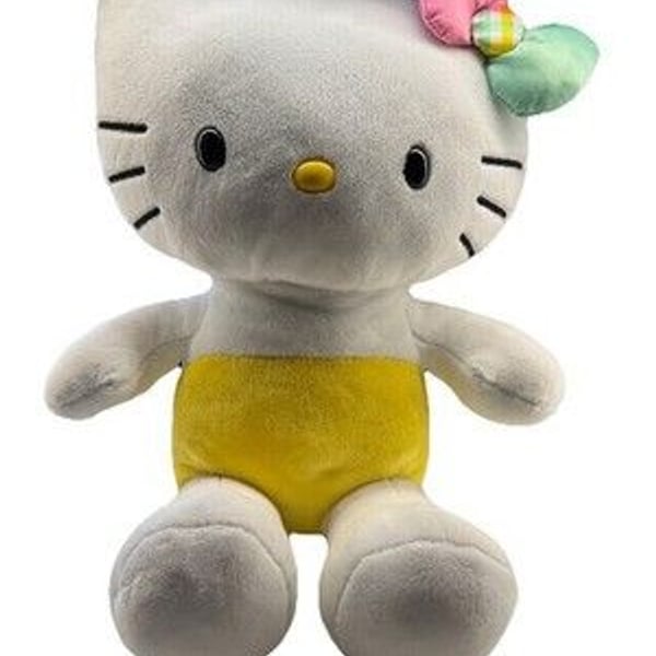 Hello Kitty Build A Bear Yellow Plaid Bow Spring Time Plush Sanrio 2024 EDITION