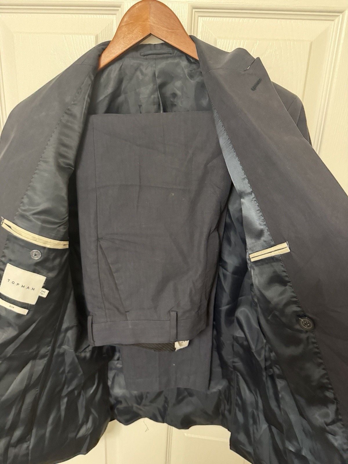 Topman Men's Double Breasted Navy Suit Slim Size 34R 30/30 4