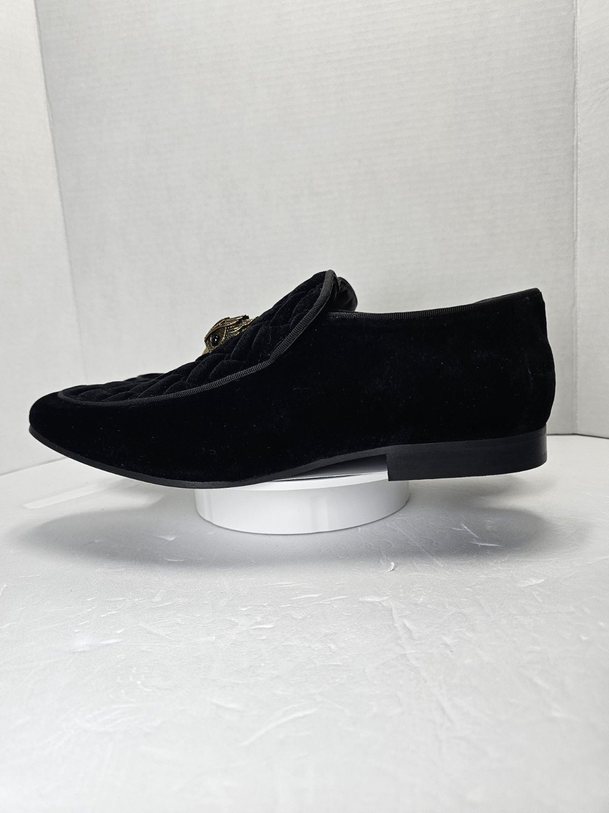 Kurt Geiger Hugh Eagle Black Velvet Loafers Gold Eagle Men’s US 9 EU 42 7