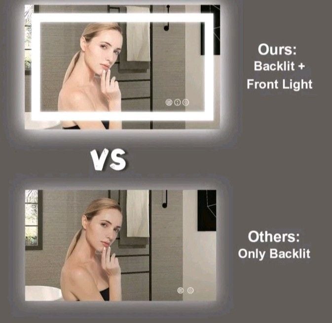 LED Bathroom Mirror 40x32 Front & Backlit Anti-Fog Dimmable 3 Color Tempered 2