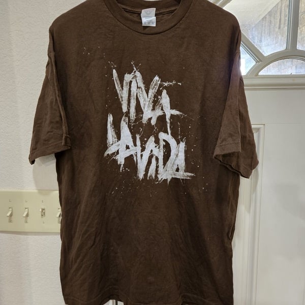 Coldplay Viva La Vida Tour T Shirt Large Brown 2008 Y2K Concert Band Tee XL