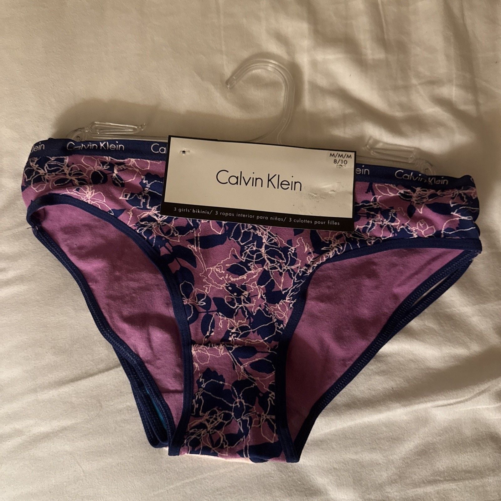3 Calvin Klein Girls Bikini Panty Underwear Sz M (8/10) - NWT 1