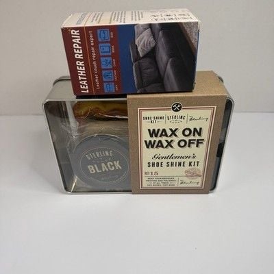 Sterling Goods Wax On Wax Off Gentlemen’s Shoe Shine Kit W/ Leather Repair Tape 11