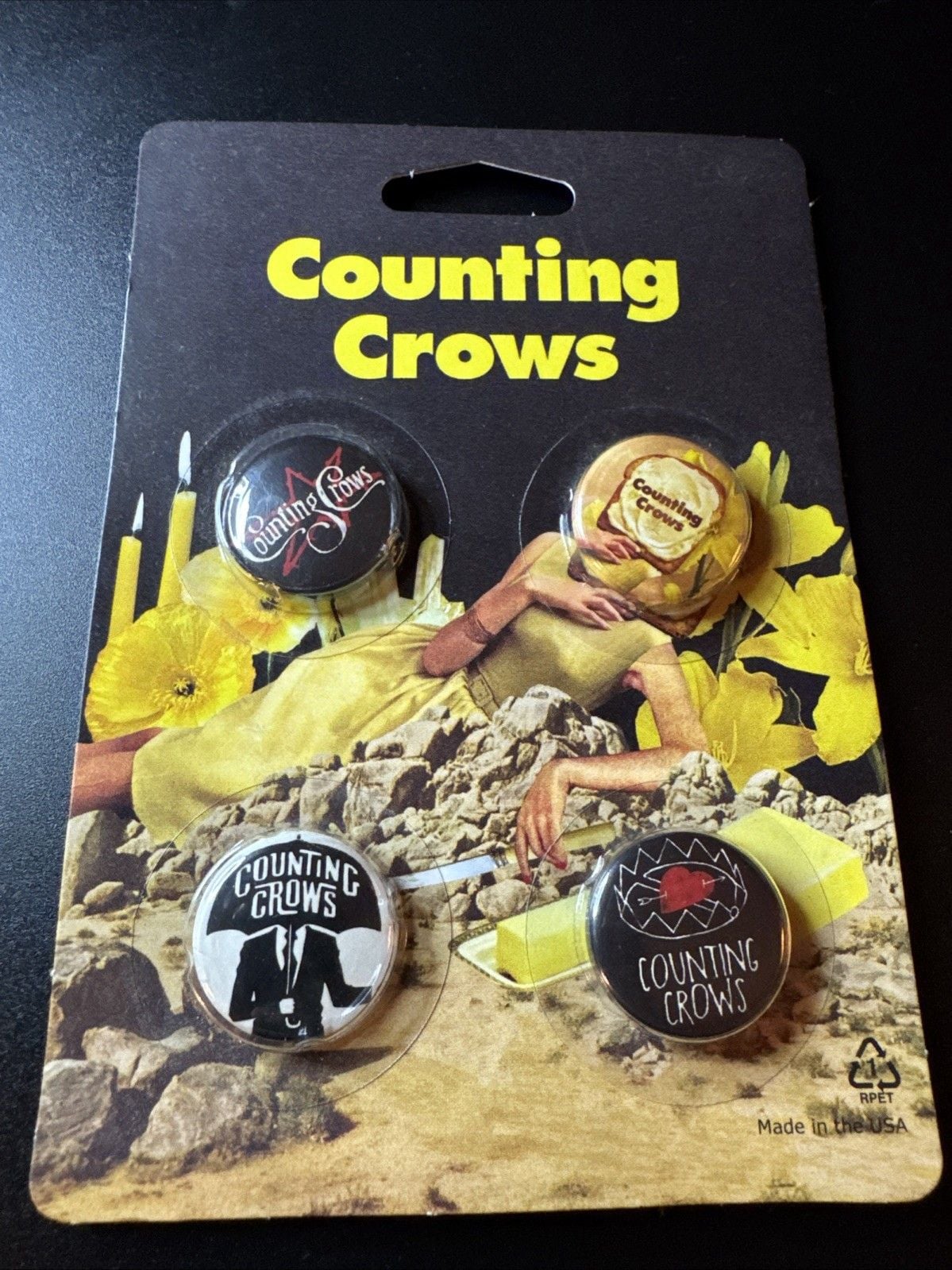 Counting Crows Music Band Set of 4 New Sealed Pins Exclusive VIP Buttons 1