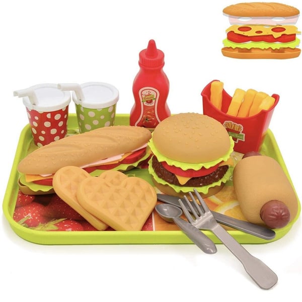 Pretend Play Food Set , Removable Food Toys Burger Combo and Assortment