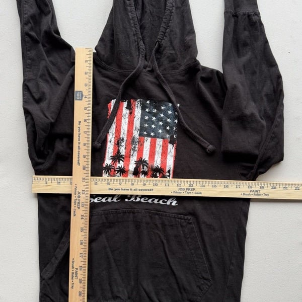 Men’s S Black USA American Flag Seal Graphic Hoodie Pullover Sweatshirt Pocket