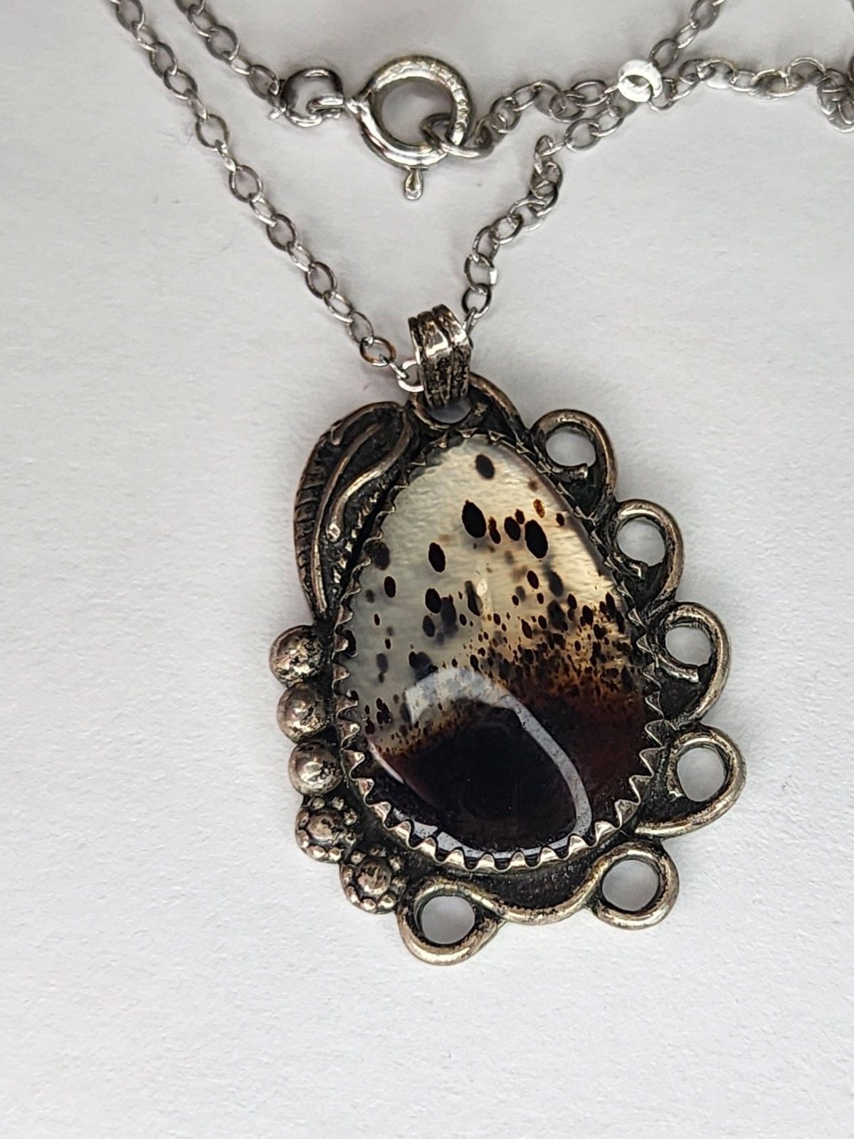 Native American Sterling Silver Agate Necklace 3