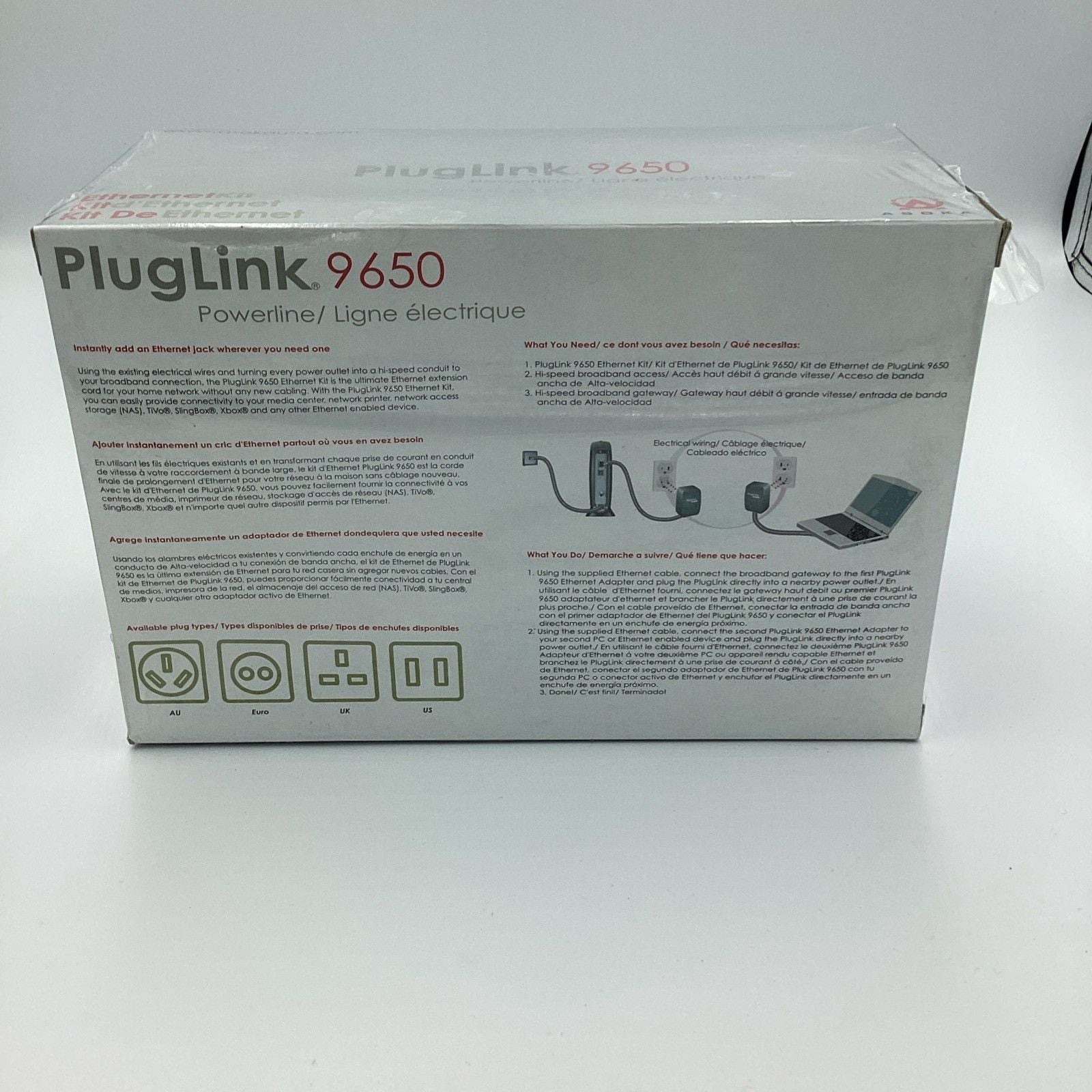 PlugLink 9650 Ethernet Over Power Kit NEW SEALED (C16B5) 5