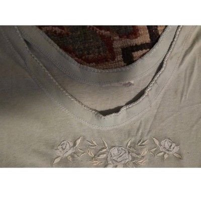 Secret Treasures Nightgown Set Blue Lace V-Neck & Mint Floral Embroidered L/XL 7