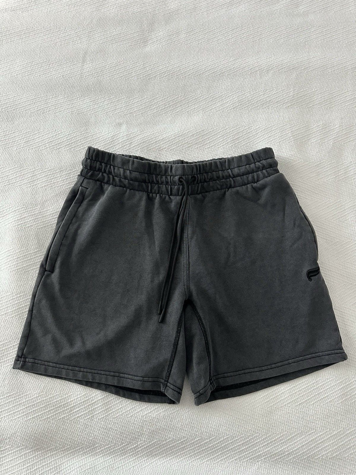 Men's M Gray Solid Cotton Knit Athletic Shorts 2