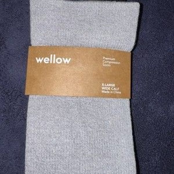 Wellow Grey Unisex X-Large Wide Calf Premium Compression Socks W12-W15, M13-M16