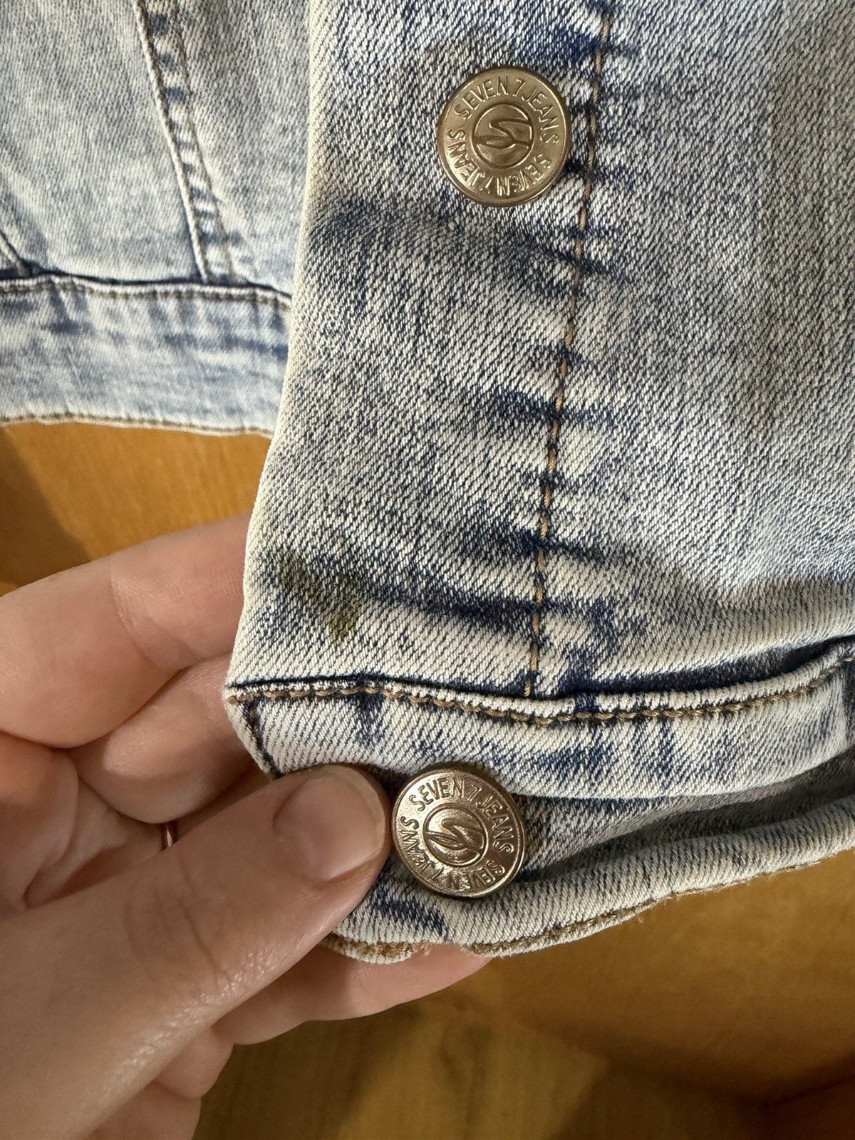 Seven7 Women's Blue Denim Jacket 2XL Short Button Front Long Sleeve Pockets 4