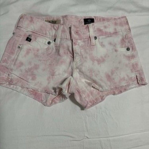 AG Adriano Goldschmied Shorts Womens Size 25 White Pink Denim Daisy Low Rise